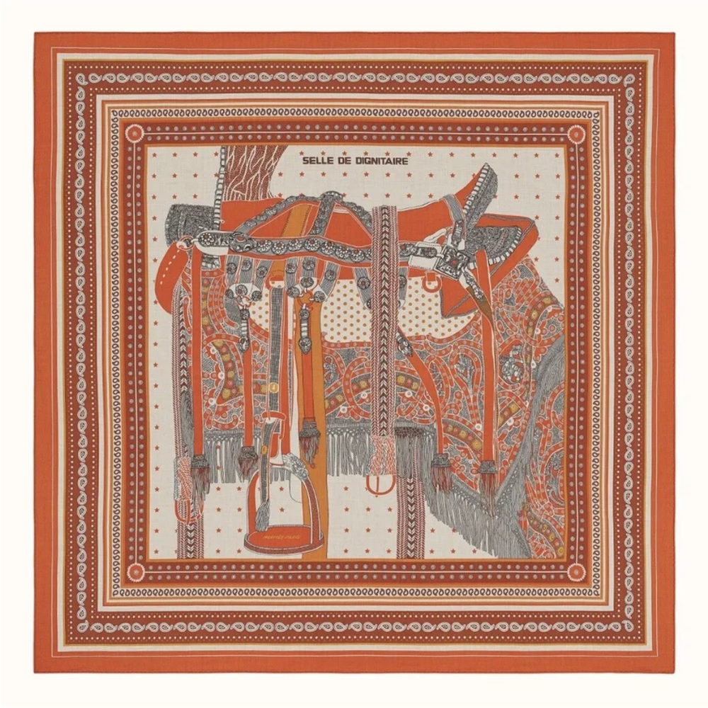 Hermes Selle de Dignitaire Bandana shawl 140